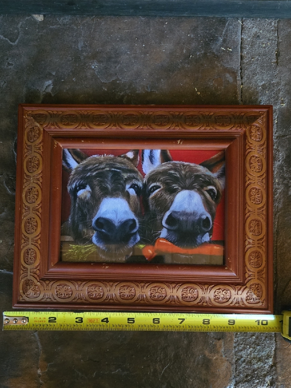 Framed Donkey Art Print in Brown Wood Frame - Home Accents